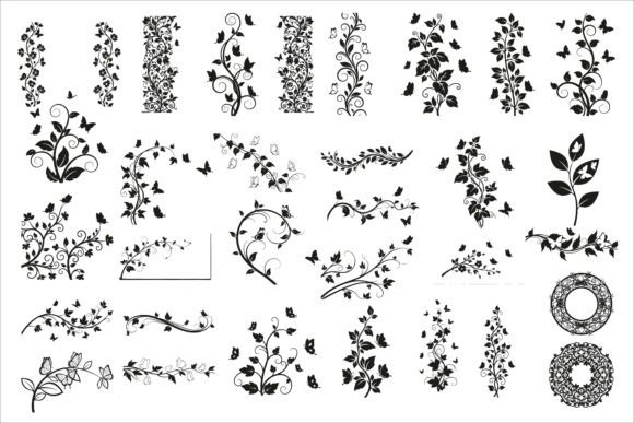 Download Elegant Vertical Floral Vine Silhouette - Premium Resources