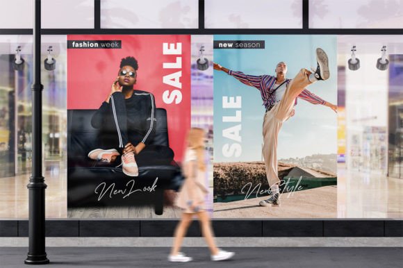 Download Advertising on a Glass Storefront Mockup - Advertising Collection